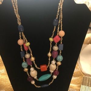 Chico’s chicos multicolor stone necklace nwot